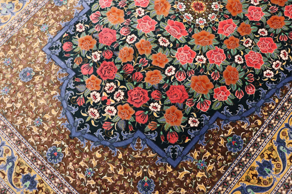 exklusiver-seidenteppich-ghom-193x131-cm-grun-handgeknupft-5 Qom Persian Rug — hand-knotted, Silk
