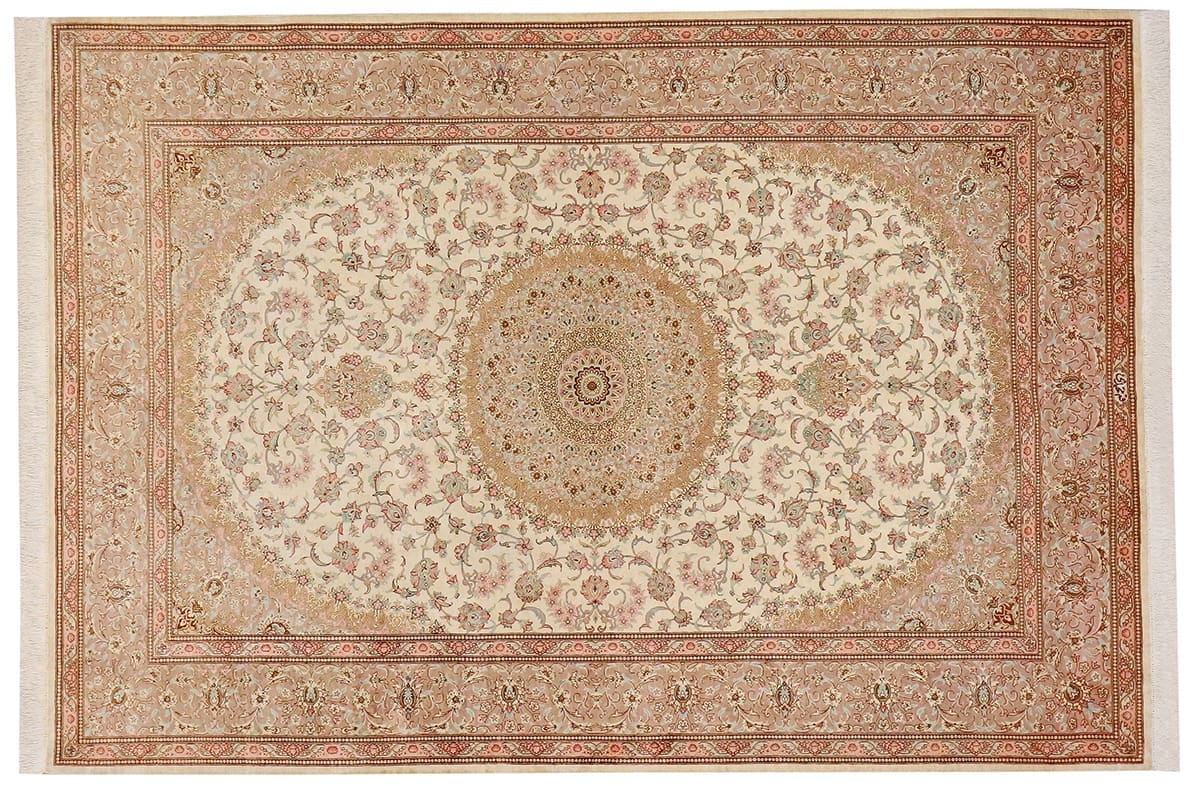 ghom-seidenteppich-195x135-cm-beige-feingliedrig-handgeknupft Qom Silk Rug 195×135 cm Beige, feingliedrig, hand-knotted