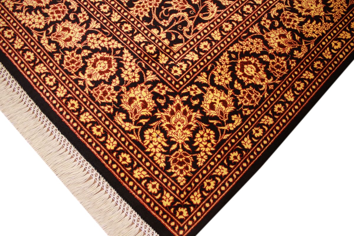 seidenteppich-ghom-202x131-cm-schwarz-gold-handgeknupft-orientteppich-4 Qom Persian Rug — handmade, Wool