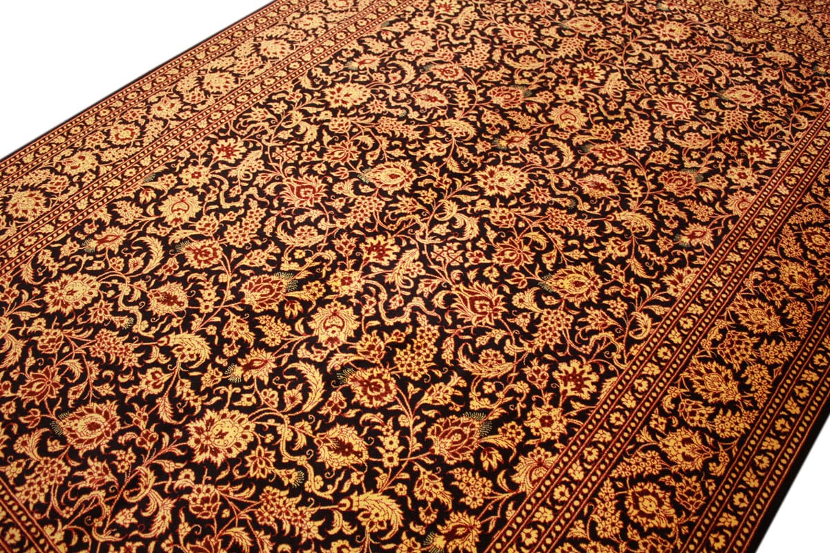 seidenteppich-ghom-202x131-cm-schwarz-gold-handgeknupft-orientteppich-6 Qom Persian Rug — handmade, Wool