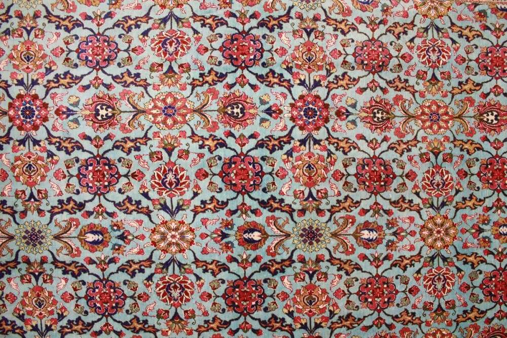 perser-teppich-ghom-202x136-cm-blau-seidenteppich-handgeknupft-8 Qom Persian Rug — hand-knotted, Wool