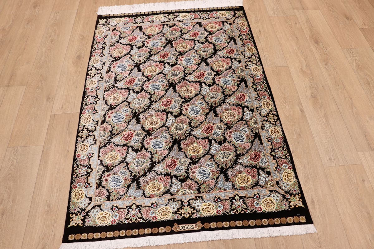 exklusiver-seidenteppich-ghom-braun-162x109-cm-handgeknupft-1 Qom Persian Rug — hand-knotted, Wool
