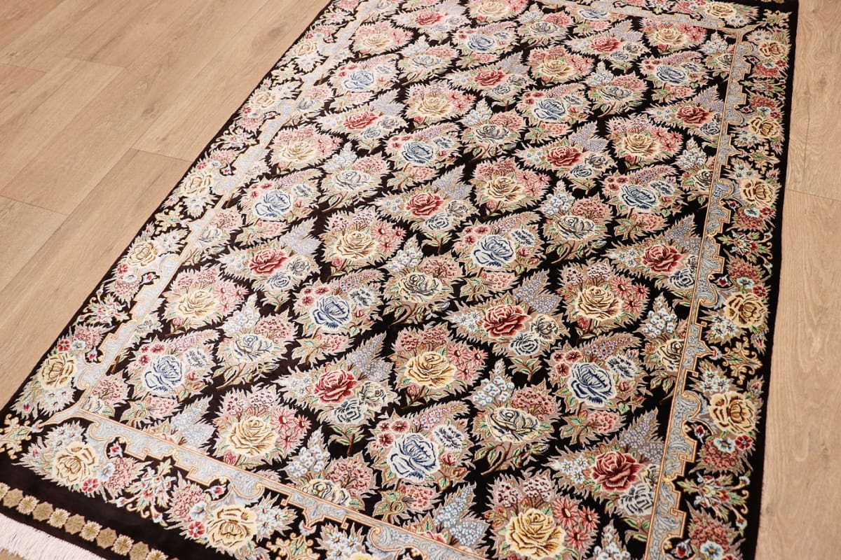 exklusiver-seidenteppich-ghom-braun-162x109-cm-handgeknupft-6 Qom Persian Rug — hand-knotted, Wool