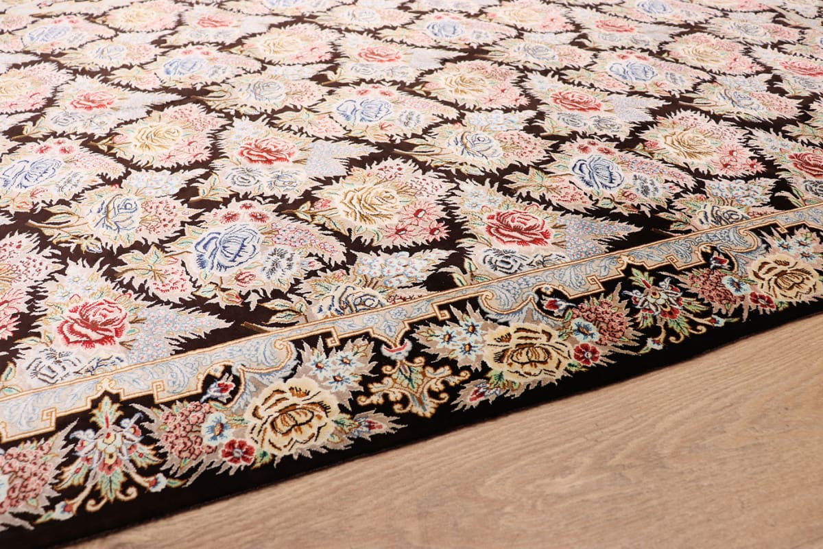 exklusiver-seidenteppich-ghom-braun-162x109-cm-handgeknupft-8 Qom Persian Rug — hand-knotted, Wool