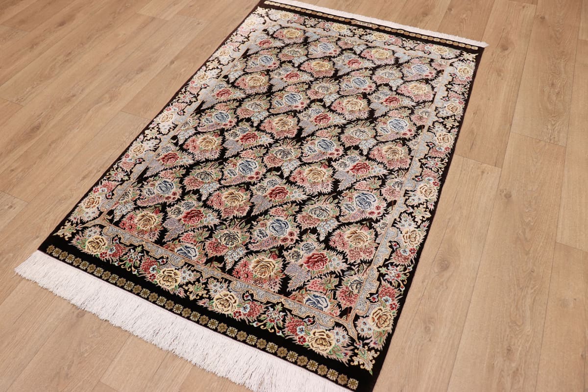 exklusiver-seidenteppich-ghom-braun-162x109-cm-handgeknupft-9 Qom Persian Rug — hand-knotted, Wool