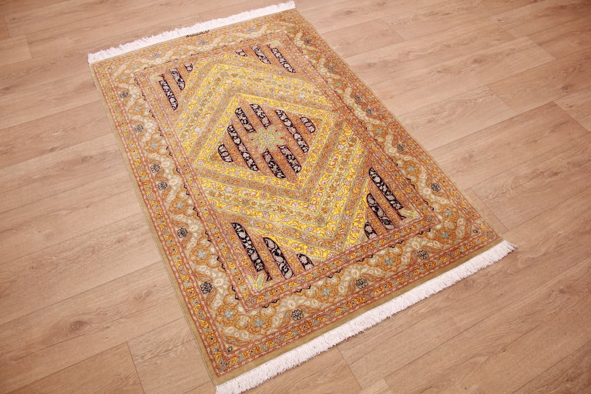ghom-seidenteppich-149x99-cm-gold-harmonische-naturfarben-handgeknupft-1 Qom Silk Rug 149×99 cm Gold, harmonische Naturfarben, hand-knotted