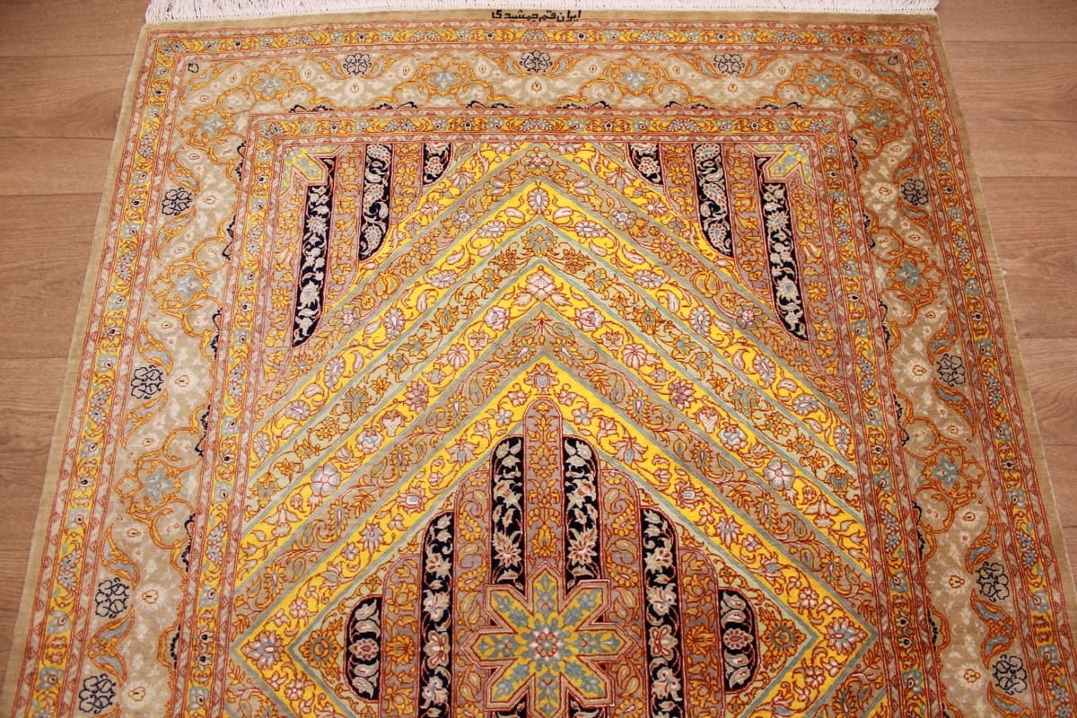 ghom-seidenteppich-149x99-cm-gold-harmonische-naturfarben-handgeknupft-2 Qom Silk Rug 149×99 cm Gold, harmonische Naturfarben, hand-knotted