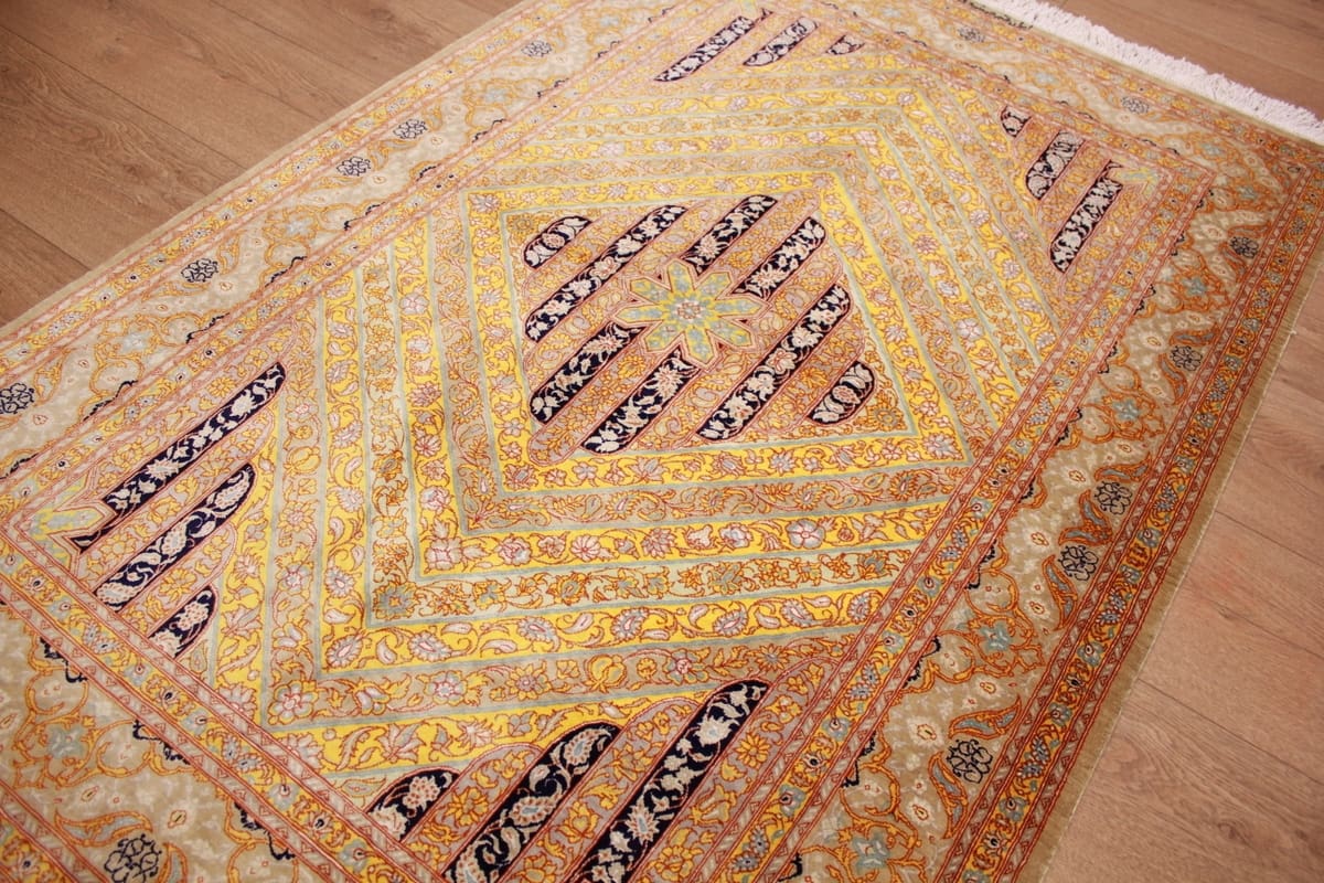 ghom-seidenteppich-149x99-cm-gold-harmonische-naturfarben-handgeknupft-6 Qom Silk Rug 149×99 cm Gold, harmonische Naturfarben, hand-knotted