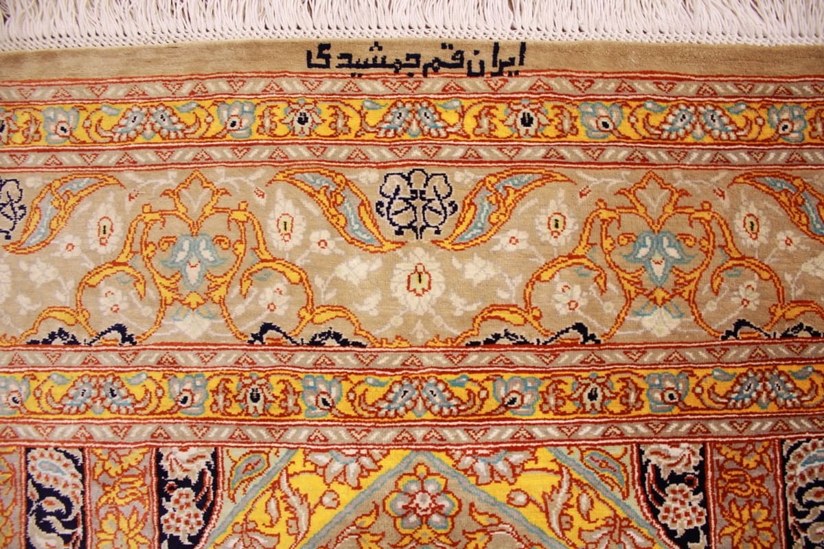 ghom-seidenteppich-149x99-cm-gold-harmonische-naturfarben-handgeknupft-9 Qom Silk Rug 149×99 cm Gold, harmonische Naturfarben, hand-knotted