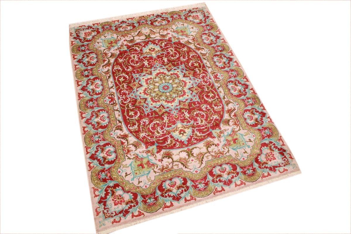 Qom Persian Rug — hand-knotted, Silk