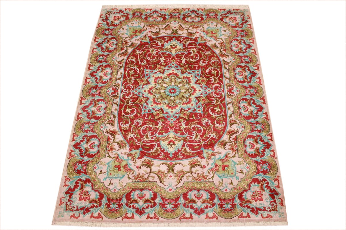 Qom Persian Rug — hand-knotted, Silk