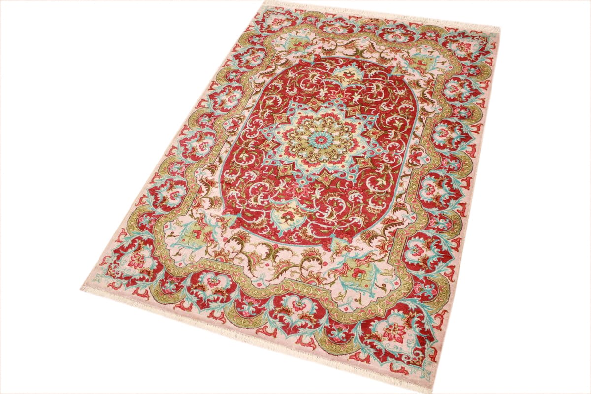 Qom Persian Rug — hand-knotted, Silk