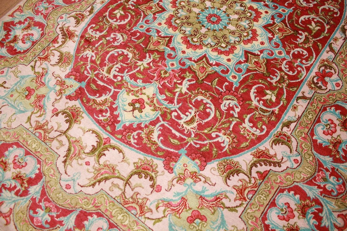 Qom Persian Rug — hand-knotted, Silk
