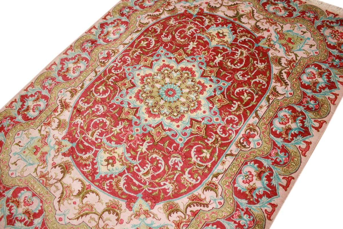 Qom Persian Rug — hand-knotted, Silk