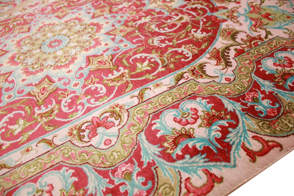 Qom Persian Rug — hand-knotted, Silk