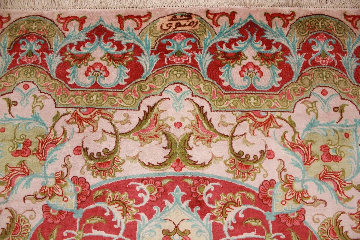 Qom Persian Rug — hand-knotted, Silk