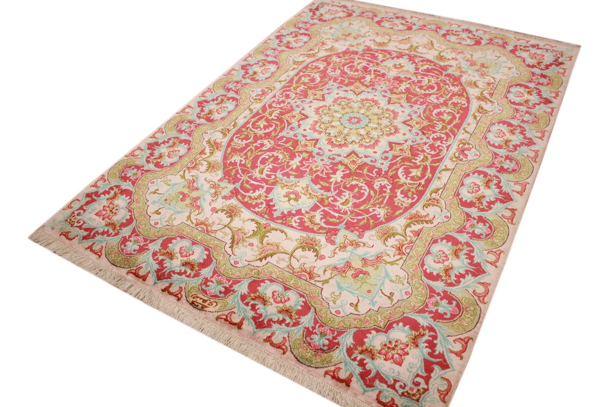 Qom Persian Rug — hand-knotted, Silk
