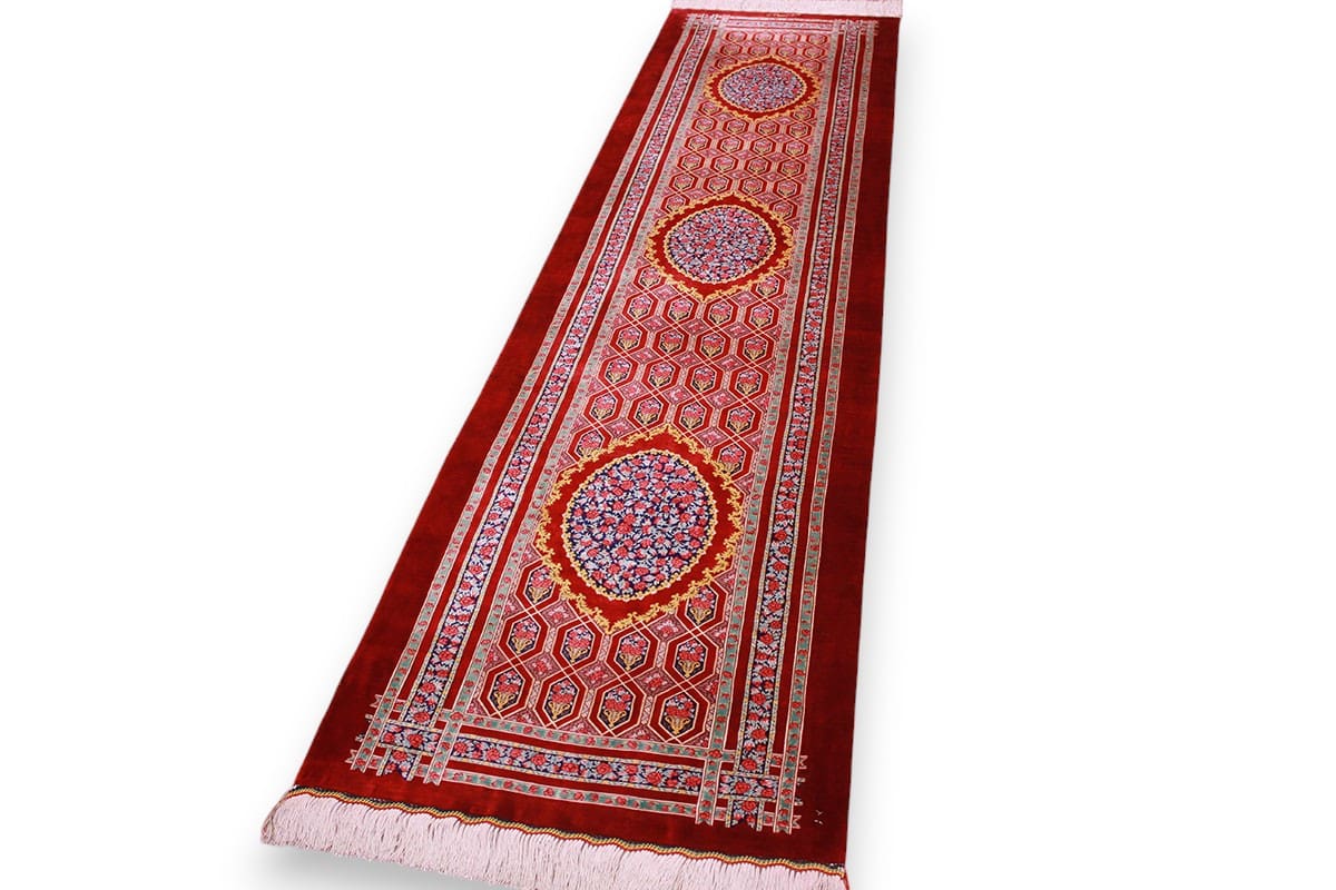 orientteppich-seidenteppich-laufer-ghom-310x81-cm-naturfarben-handgeknupft-11 Qom Persian Rug — handmade, Silk