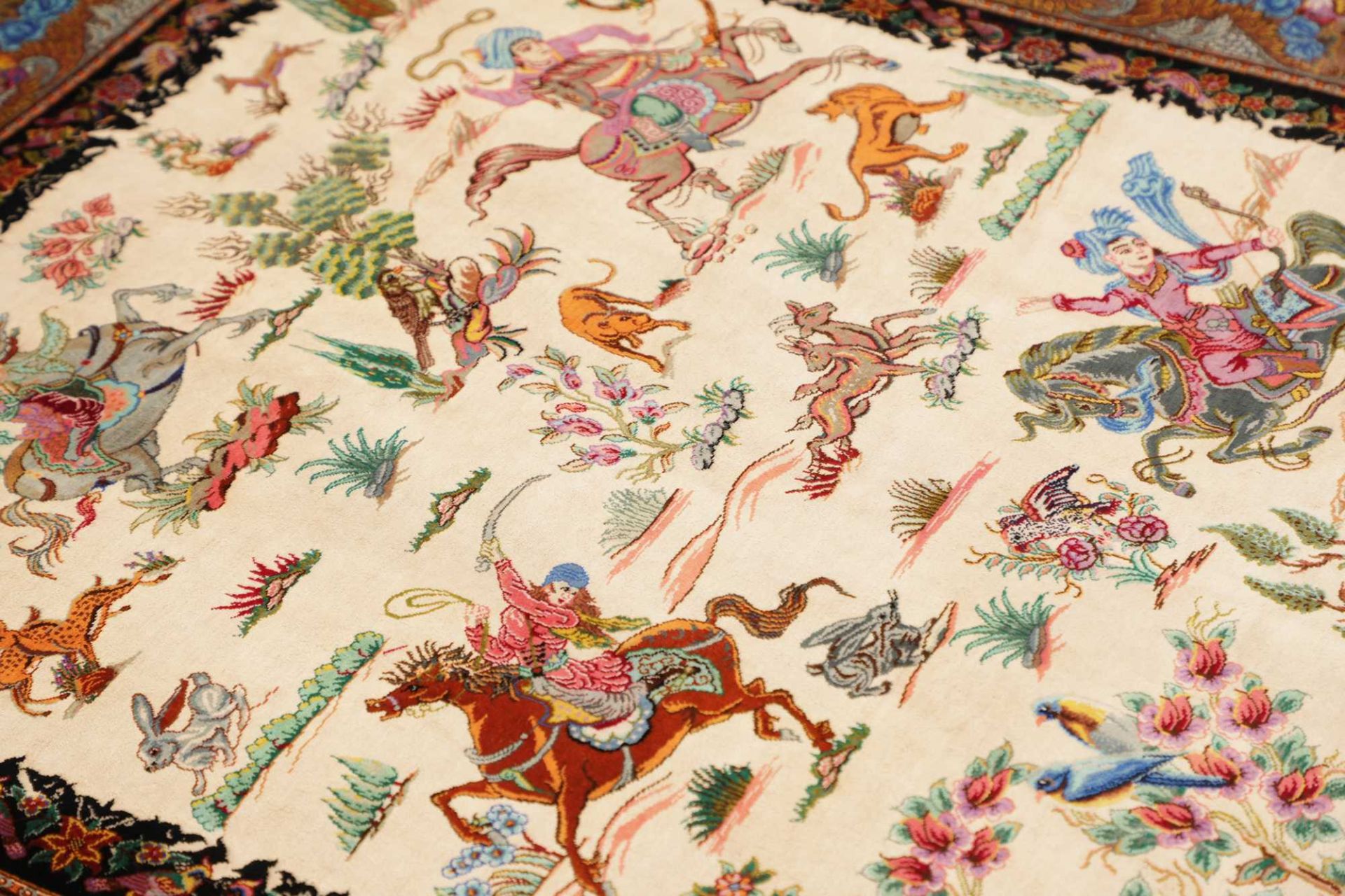 Hand-Knotted Silk Qom Persian Rug, 103 × 150 cm