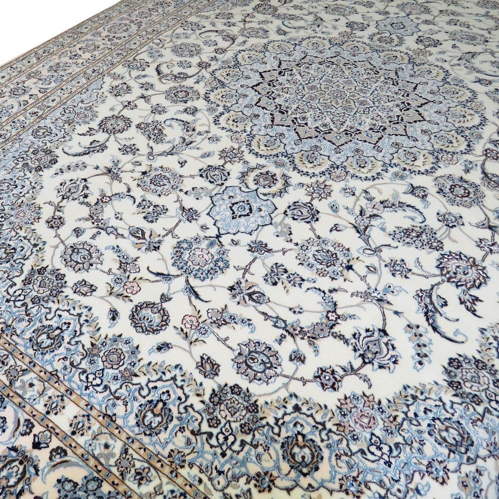 Hand-Knotted Wool & Silk Nain Persian Rug, 360 × 254 cm