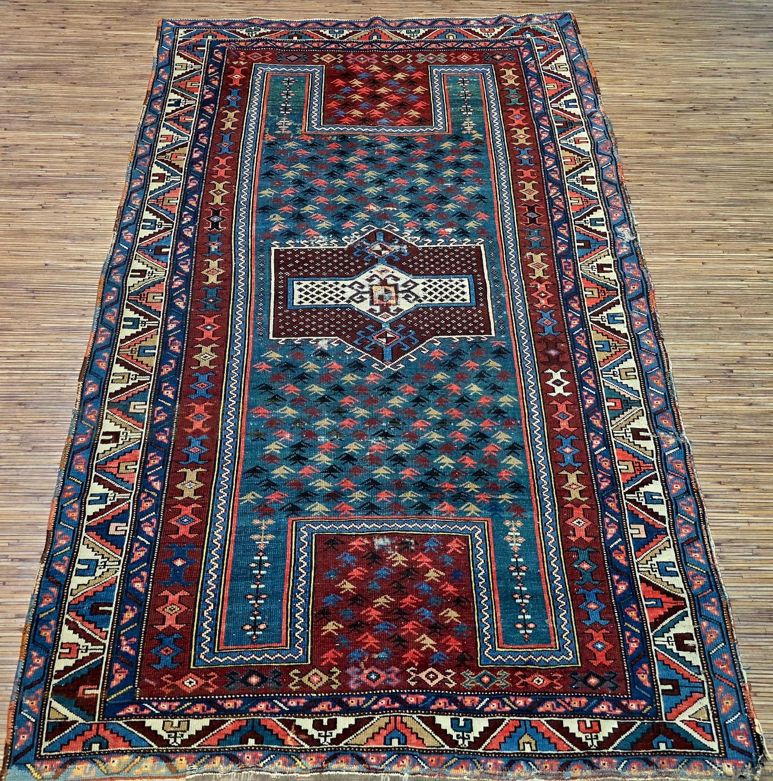 antiker-orientteppich-schirwan-184-x-117-cm-wolle-handgeknupft-2 Geometrisch Oriental Rug — hand-knotted, 180 × 120 cm, Wool