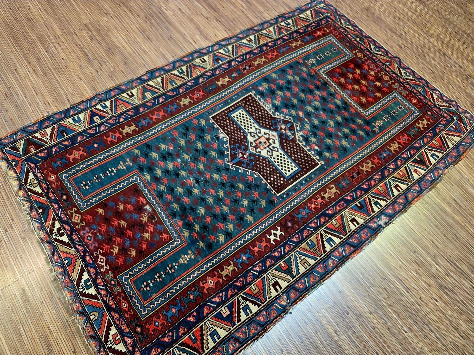 antiker-orientteppich-schirwan-184-x-117-cm-wolle-handgeknupft-5 Geometrisch Oriental Rug — hand-knotted, 180 × 120 cm, Wool