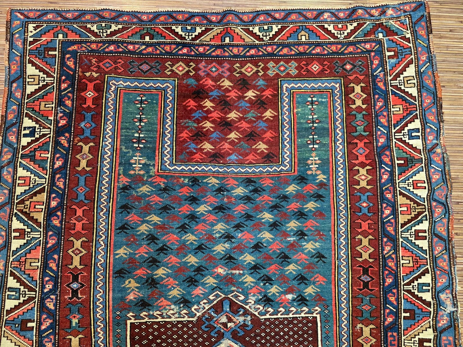 antiker-orientteppich-schirwan-184-x-117-cm-wolle-handgeknupft-6 Geometrisch Oriental Rug — hand-knotted, 180 × 120 cm, Wool