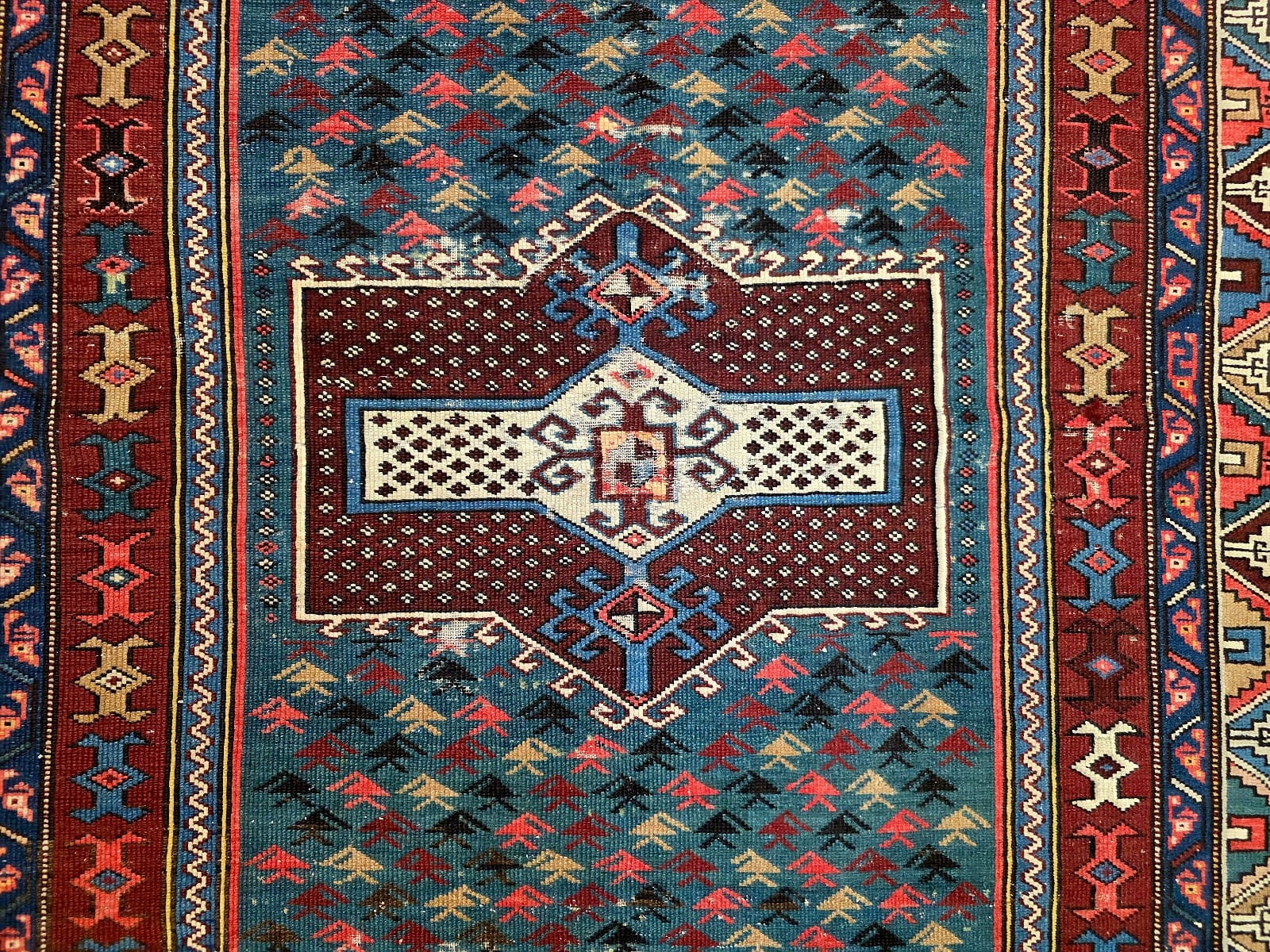 antiker-orientteppich-schirwan-184-x-117-cm-wolle-handgeknupft-8 Geometrisch Oriental Rug — hand-knotted, 180 × 120 cm, Wool
