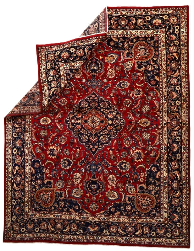 Mashhad Persian Rug — hand-knotted, 383 × 297 cm, Wool