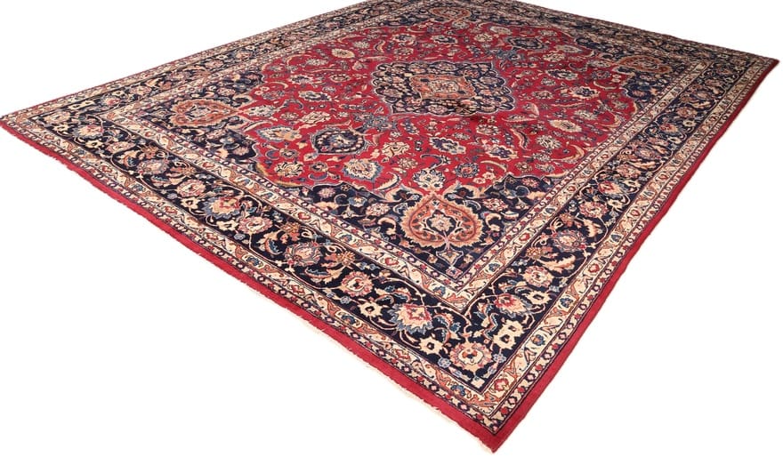Mashhad Persian Rug — hand-knotted, 383 × 297 cm, Wool