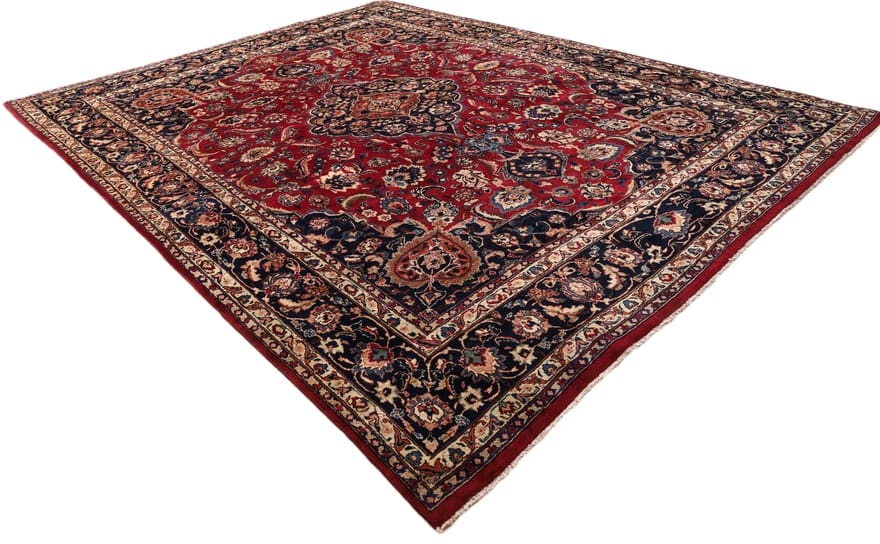 Mashhad Persian Rug — hand-knotted, 383 × 297 cm, Wool