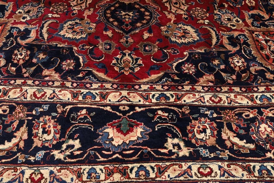 Mashhad Persian Rug — hand-knotted, 383 × 297 cm, Wool
