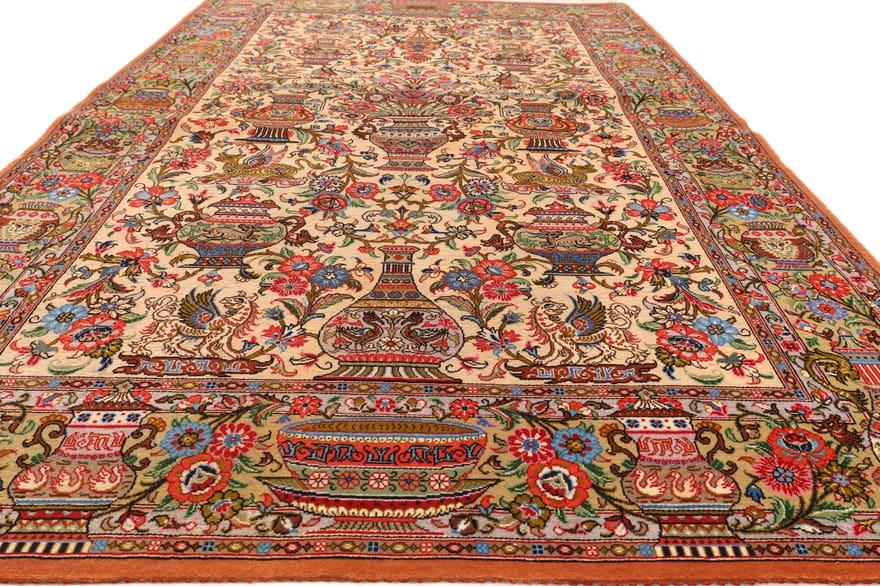 Hand-Knotted Silk Qom Persian Rug, 158 × 100 cm