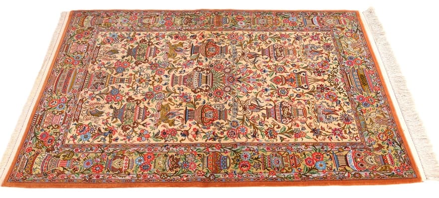 Hand-Knotted Silk Qom Persian Rug, 158 × 100 cm