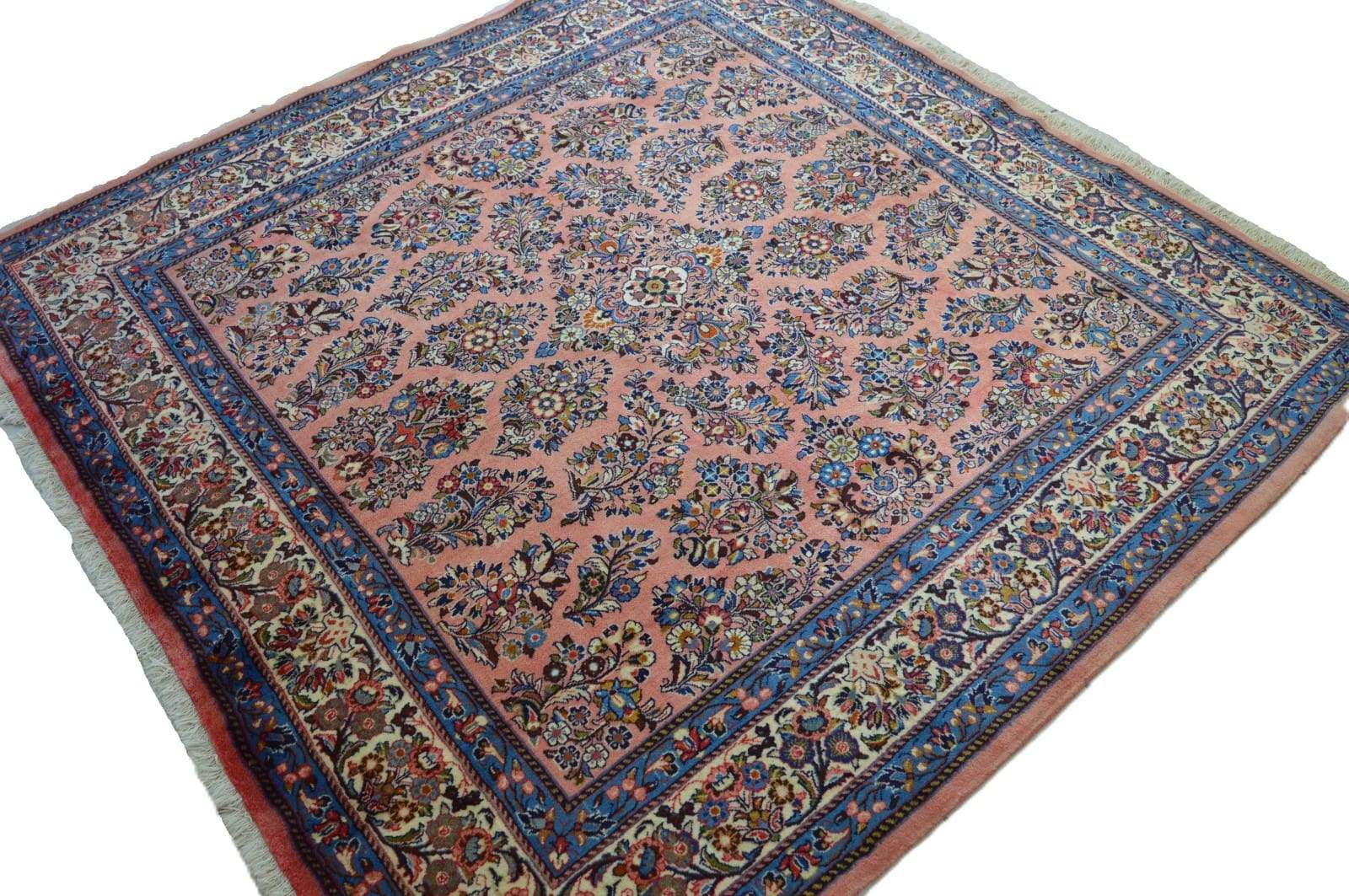 Hand-Knotted Wool Sarouk Farahan Persian Rug, 216 × 216 cm