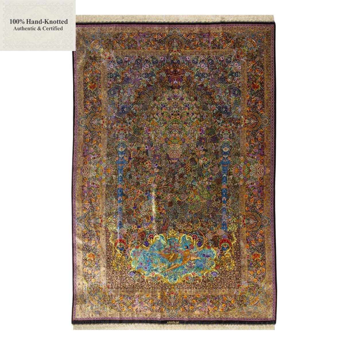 Qom Persian Rug 300 × 200 cm, Silk, hand-knotted