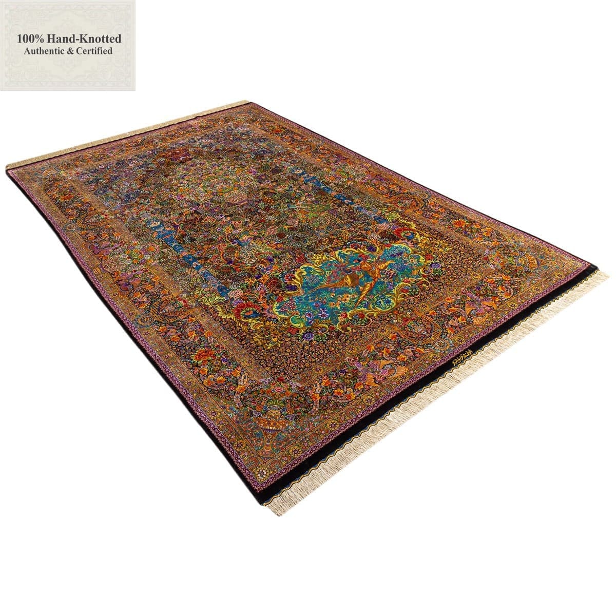 Qom Persian Rug 300 × 200 cm, Silk, hand-knotted