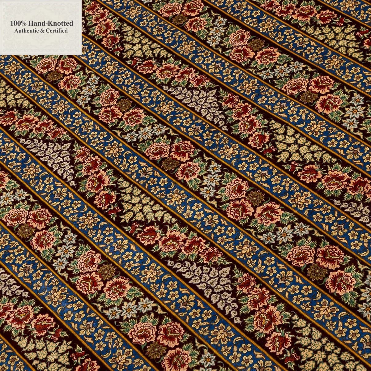 Hand-Knotted Silk Qom Persian Rug, 195 × 286 cm
