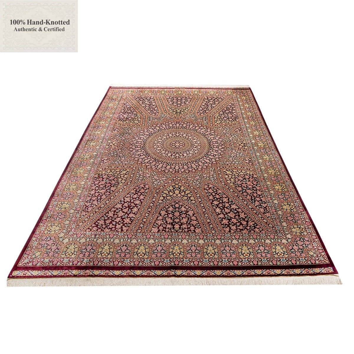 Qom Persian Rug — hand-knotted, 292 × 200 cm, Silk
