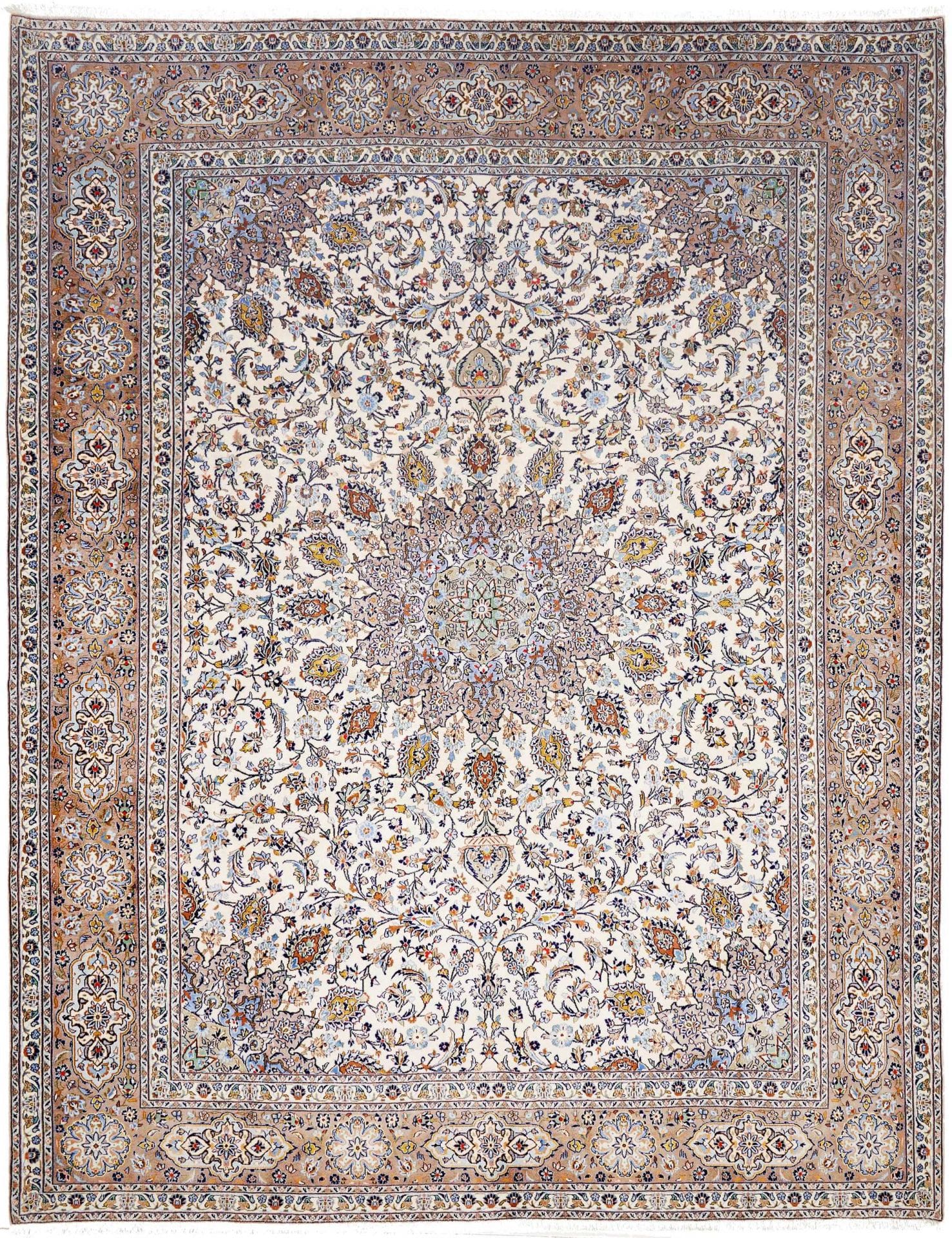 Hand-Knotted Wool Kashan Persian Rug, 301 × 389 cm