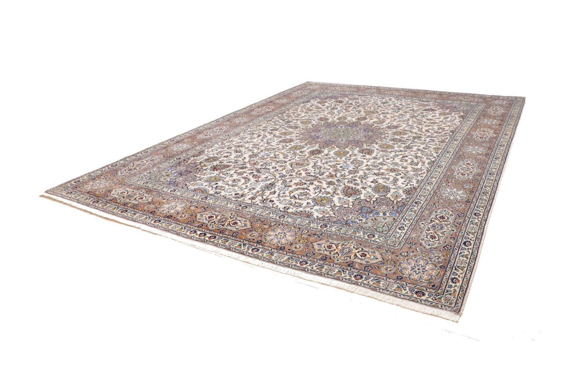 Hand-Knotted Wool Kashan Persian Rug, 301 × 389 cm