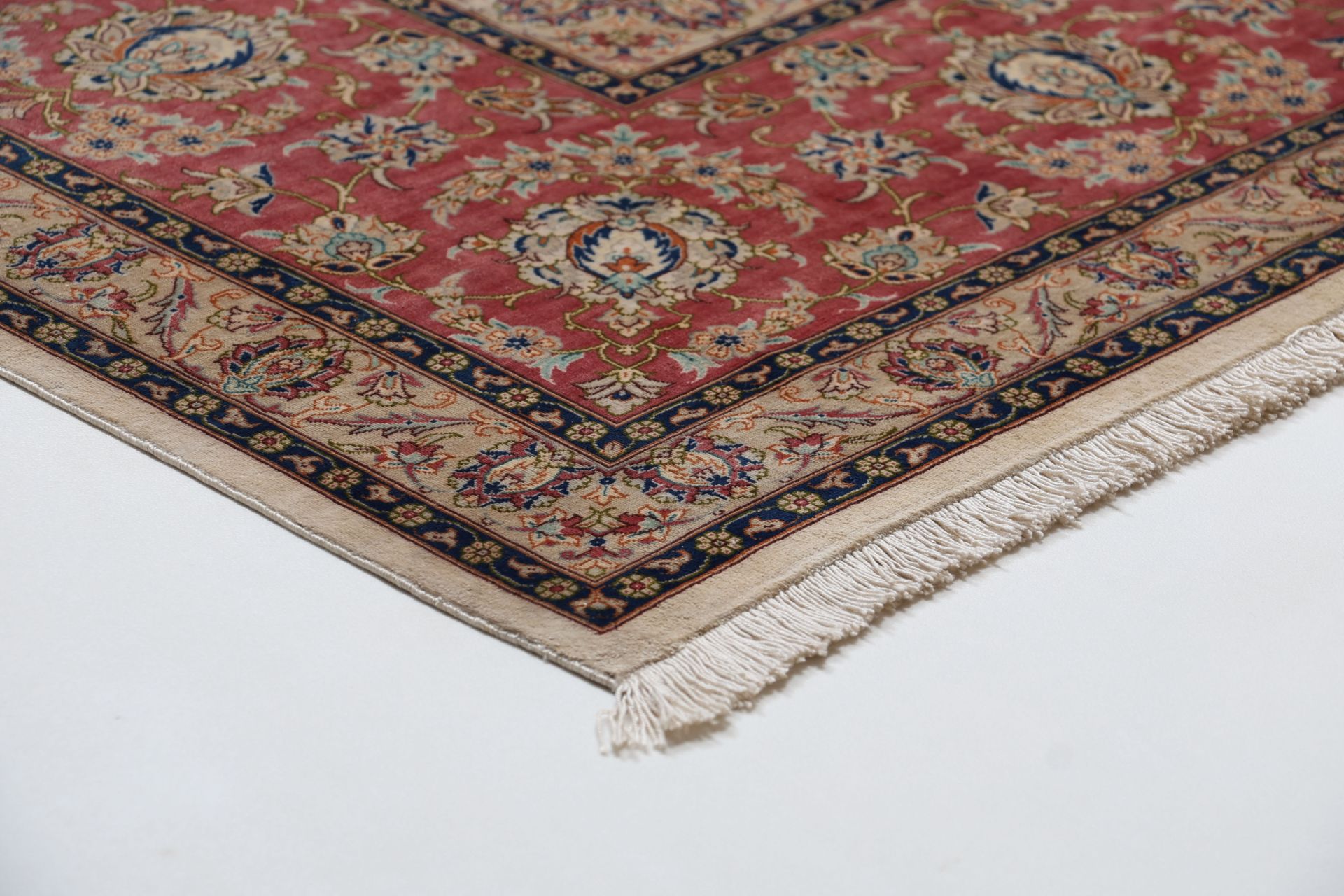 Hand-Knotted Silk Qom Persian Rug, 296 × 393 cm