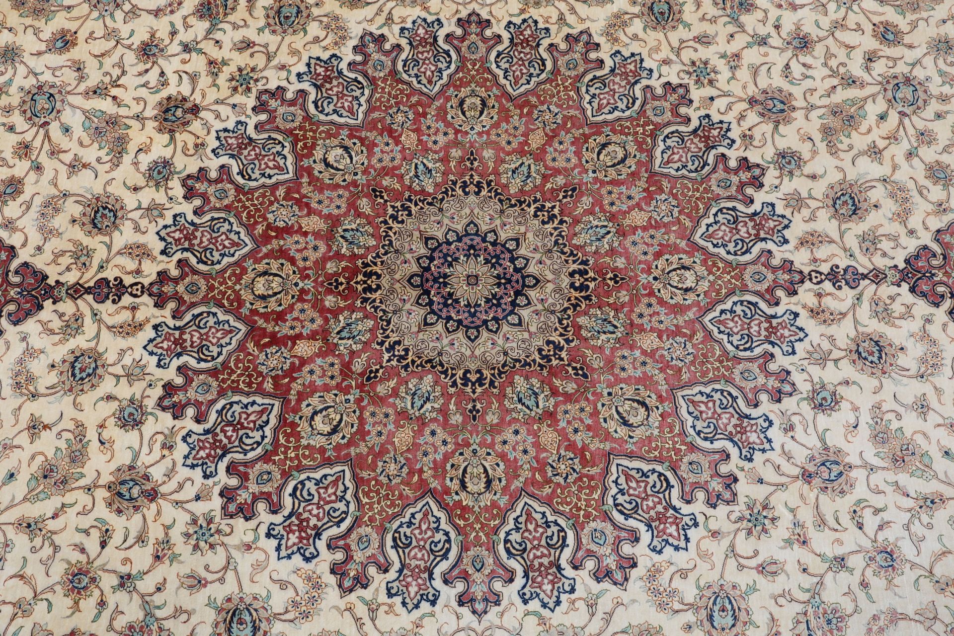 Hand-Knotted Silk Qom Persian Rug, 296 × 393 cm