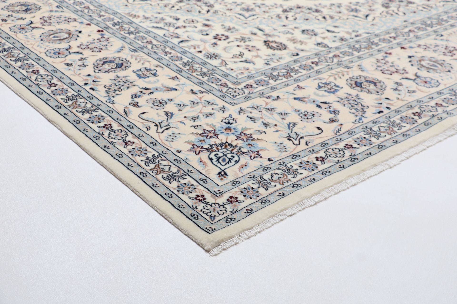 Hand-Knotted Wool & Silk Nain Persian Rug, 300 × 410 cm