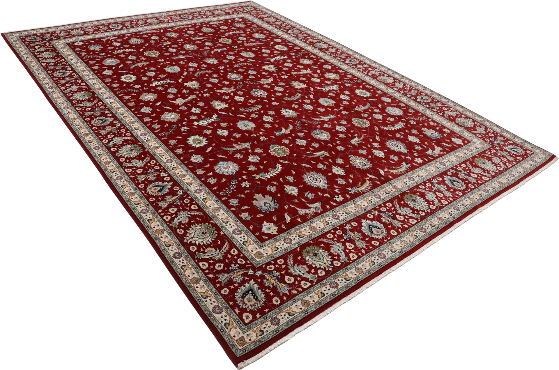 Hand-Knotted Wool & Silk Tabriz Persian Rug, 305 × 414 cm