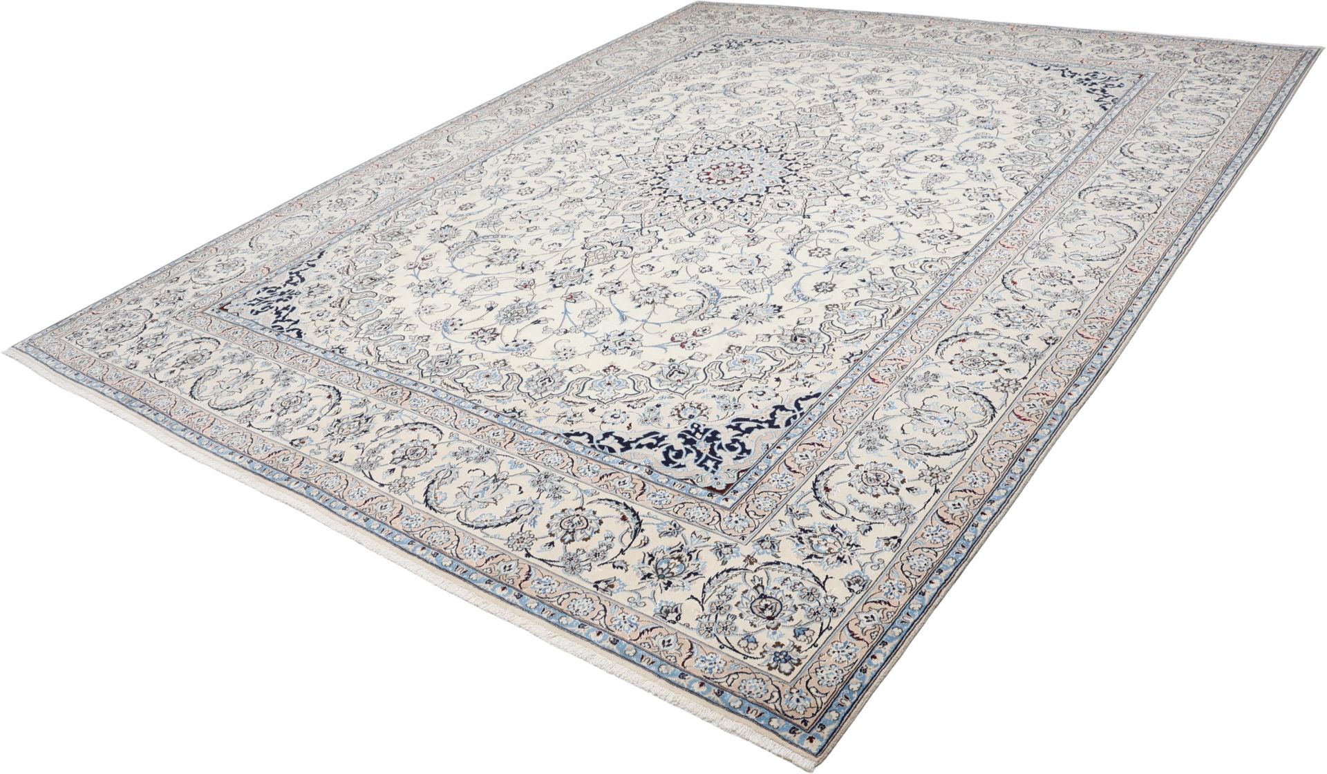 Hand-Knotted Wool & Silk Nain Persian Rug, 315 × 398 cm