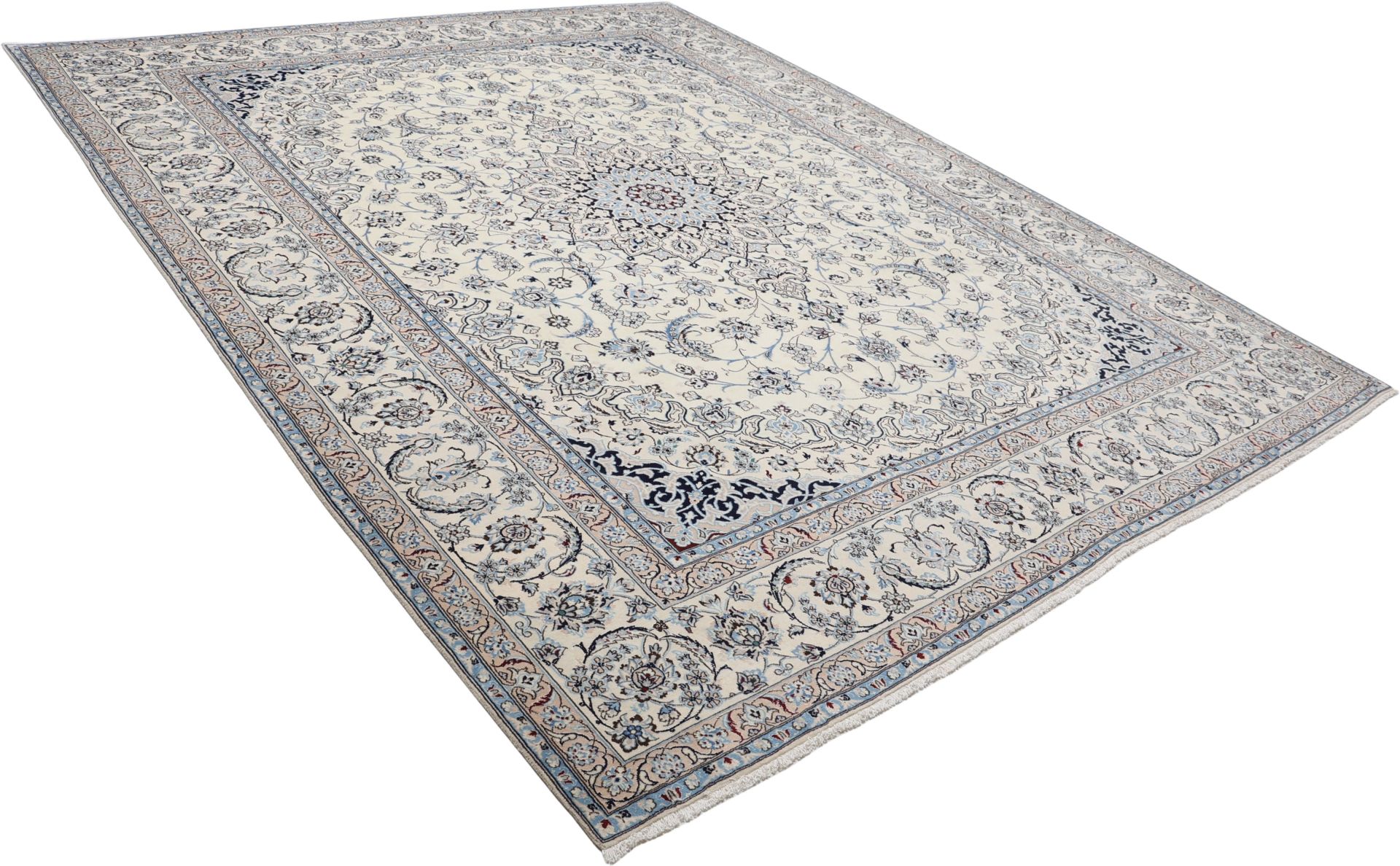 Hand-Knotted Wool & Silk Nain Persian Rug, 315 × 398 cm
