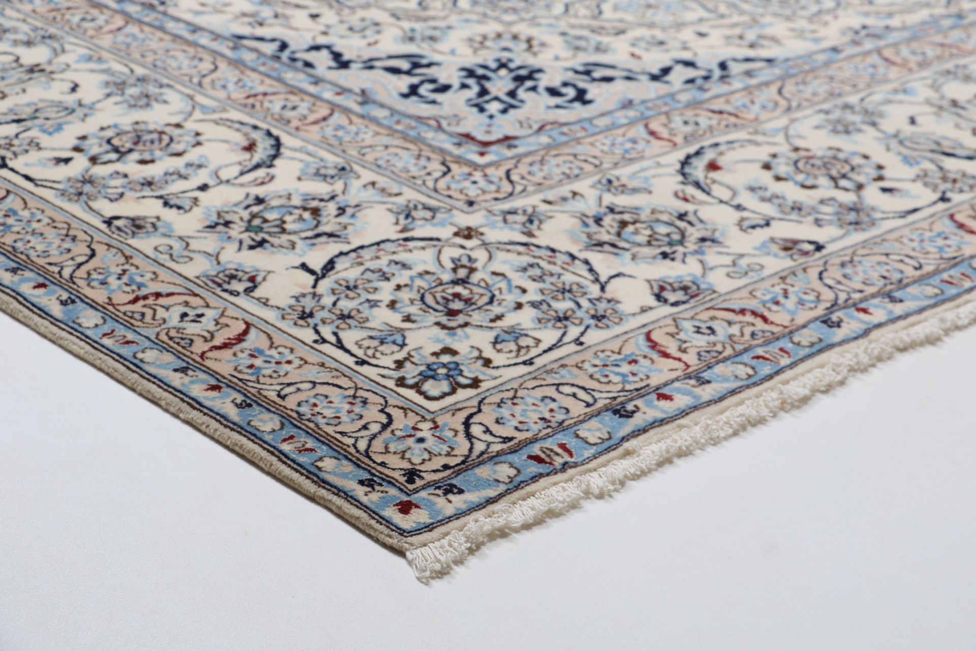 Hand-Knotted Wool & Silk Nain Persian Rug, 315 × 398 cm