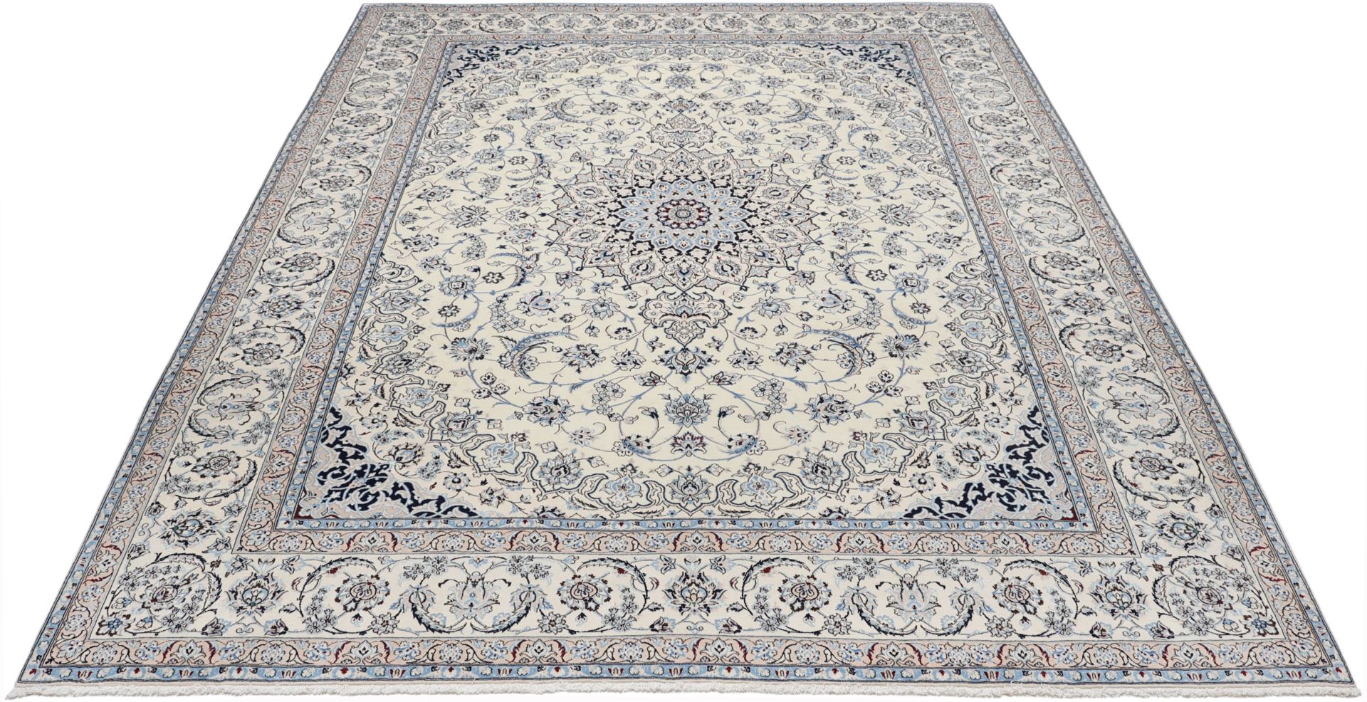 Hand-Knotted Wool & Silk Nain Persian Rug, 315 × 398 cm