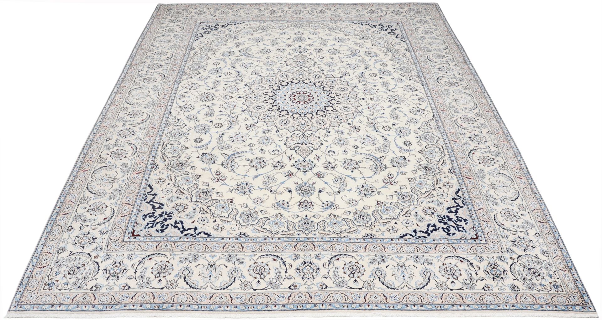 Hand-Knotted Wool & Silk Nain Persian Rug, 315 × 398 cm